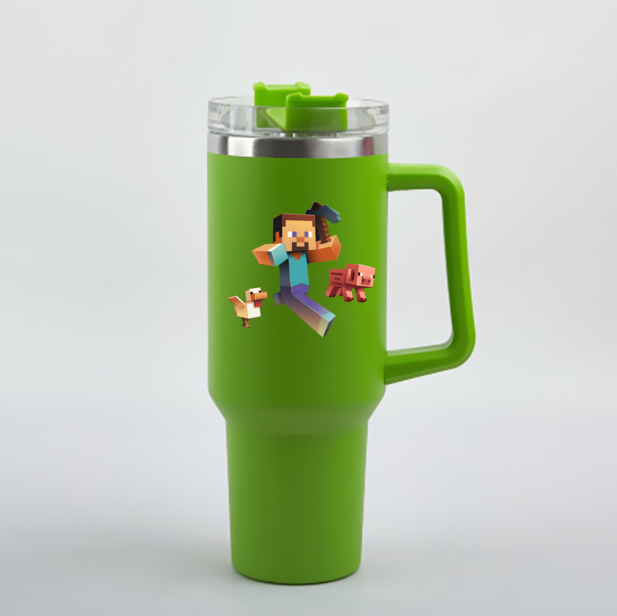 （画像用） マインクラフト ブロックの世界 Minecraft MC Block world 1200mL車用タンブラー - クリスタルステッカー（プラスチックストロー付き）